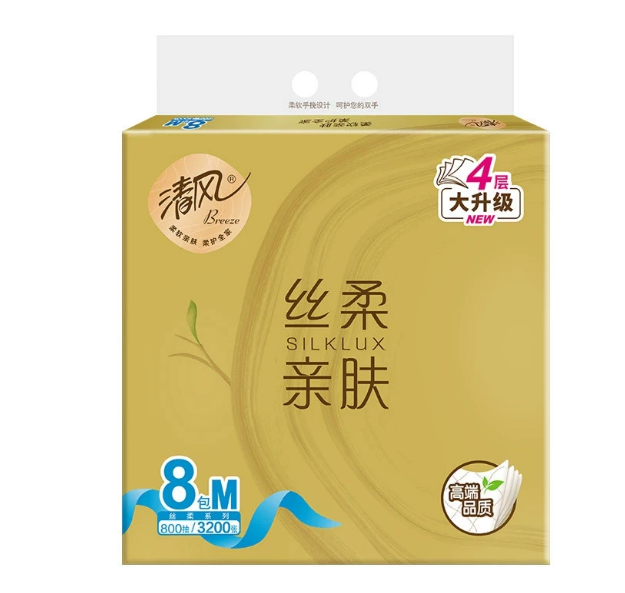 清风 丝柔金装4层100抽/包*8*8抽取式面巾纸