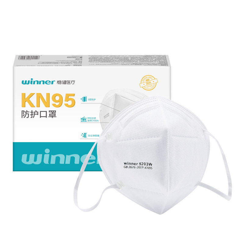 稳健-盒装白色KN95颗粒物防护口罩winner 5203W挂耳（604-009496-01）