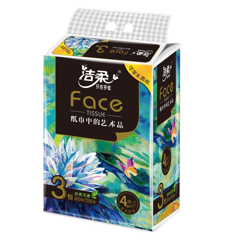 洁柔 BR070-03N 纸面巾(Face油画软抽)100抽4层(3包装)