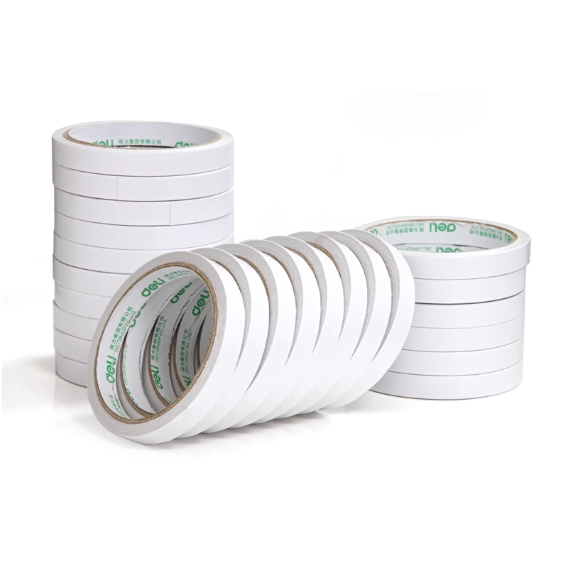 得力 30401 棉纸双面胶带 12mm*10y袋装 24卷/袋 （单位:袋） 白