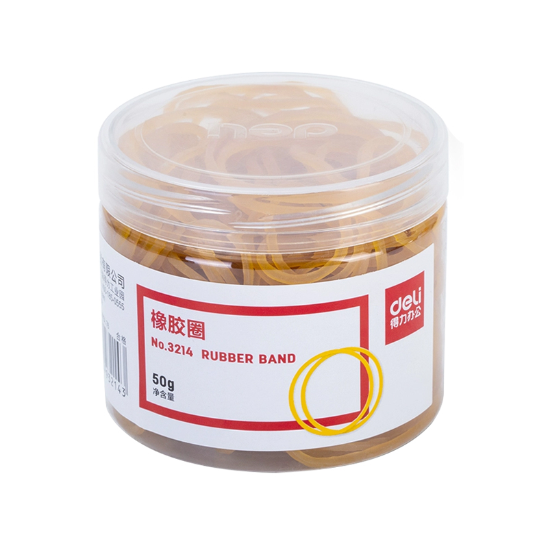 得力 3214 橡胶圈 50g/筒 （筒） 黄
