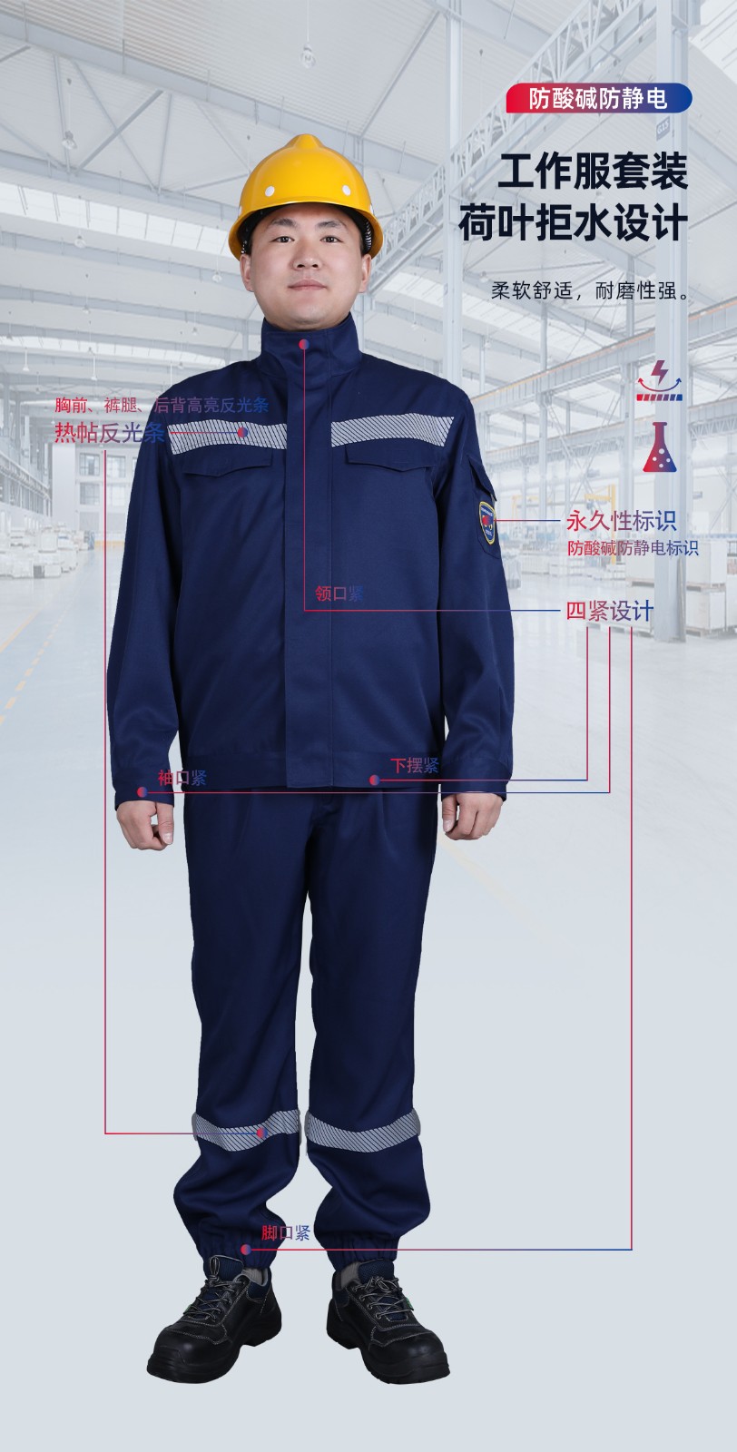 际华防护 421101 春秋防酸碱防静电工作服-160