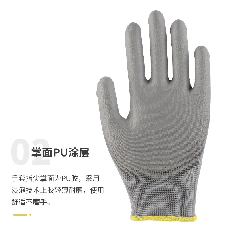 Golmud 100029383375 涂掌涂指劳保手套 黑色12双 PU防静电耐磨防滑工厂 GM572