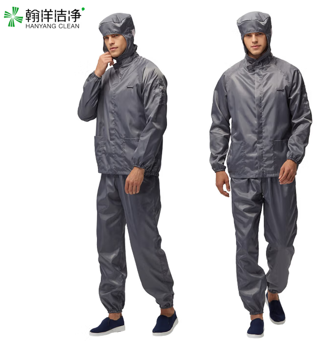 翰洋洁净（HANYANGCLEAN） 防静电服 连帽分体无尘服洁净服防尘服 净化服 喷漆防护服可定制 灰色 S