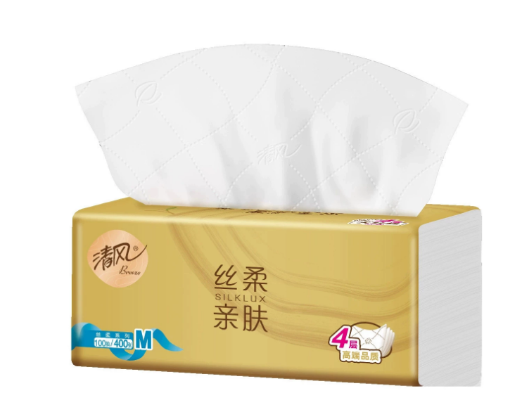 清风丝柔金装4层100抽/包*8*8抽取式面巾纸-100抽/包