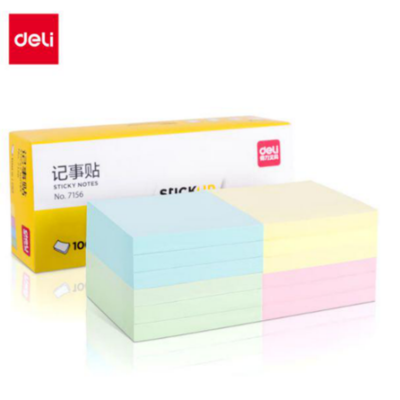 得力7156纯优彩色记事贴76*76mm100张(混)