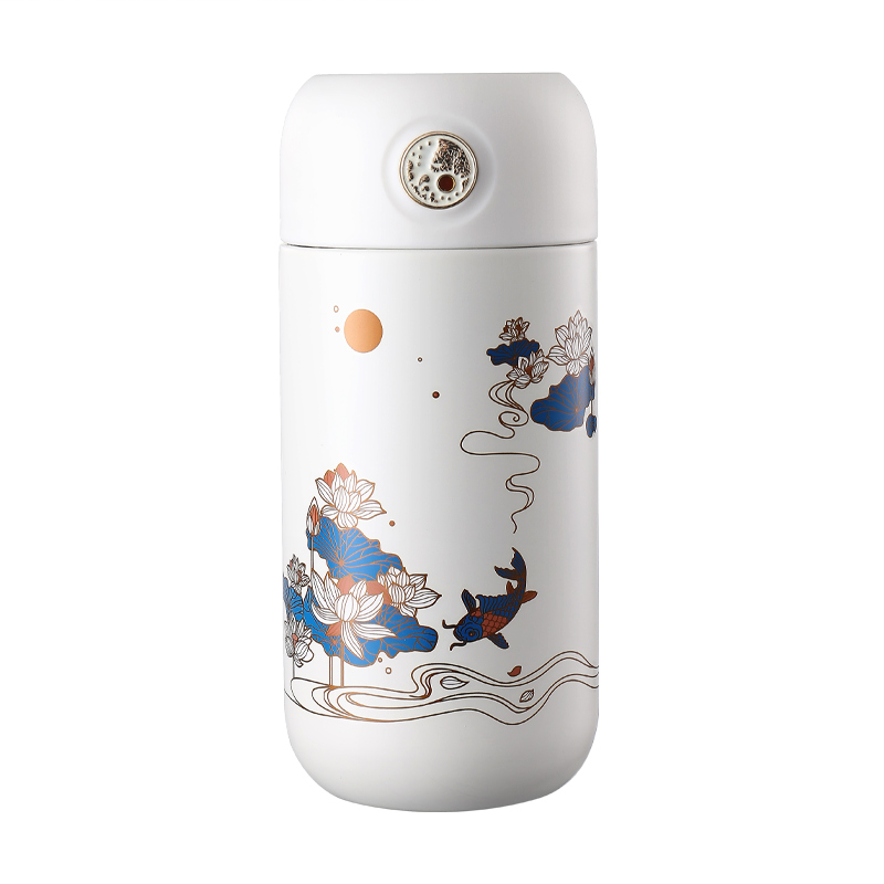 物生物 JV012040-0200-BS 女士暖手杯316L云图摇摇热保温杯200ML（玉白)